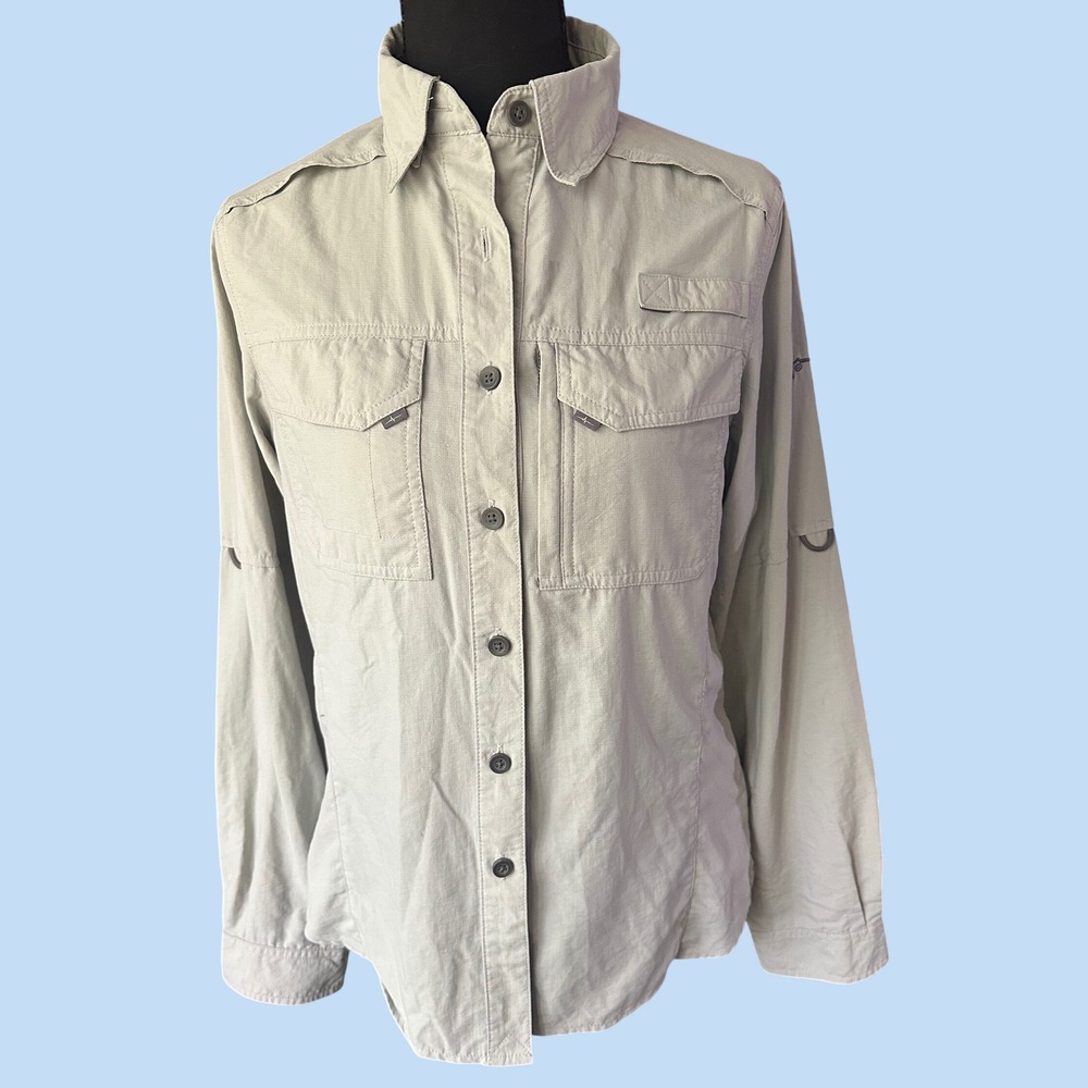 Habit Outdoors Womens Fishing Shirt Dusk Gray UPF 30+ Long Sleeve Small TS1200